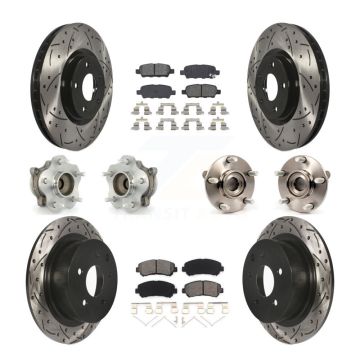 Front Rear Hub Bearings Coated Disc Brake Rotors And Pads Kit (10Pc) For Nissan Sentra KBB-111048