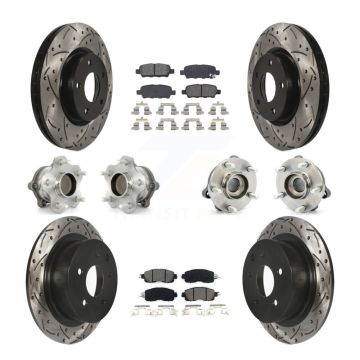 Front Rear Hub Bearings Coated Disc Brake Rotors And Pads Kit (10Pc) For Nissan Altima KBB-111050