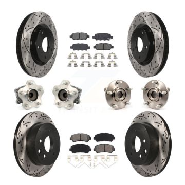 Front Rear Hub Bearing Coated Disc Brake Rotor Pad Kit (10Pc) For Nissan Rogue Select FWD KBB-111051