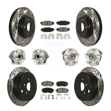 Front Rear Hub Bearings Coated Disc Brake Rotors And Pads Kit (10Pc) For Subaru Impreza KBB-111052