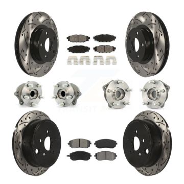 Front Rear Hub Bearings Coated Disc Brake Rotors And Pads Kit (10Pc) For Subaru Impreza KBB-111053