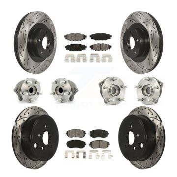 Front Rear Hub Bearing Coat Brake Rotor Pad Kit (10Pc) For Subaru Impreza Forester Legacy KBB-111054