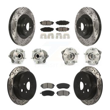 Front Rear Hub Bearing Coat Brake Rotor Pad Kit (10Pc) For Subaru Outback Forester Legacy KBB-111055
