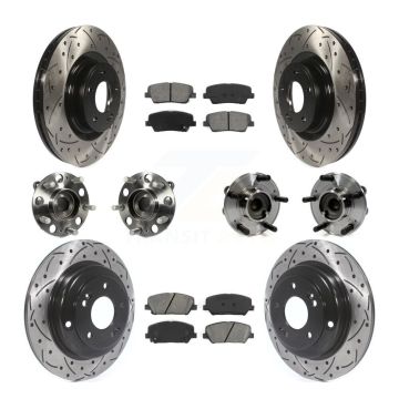 Front Rear Hub Bearing Coated Disc Brake Rotor & Pad Kit (10Pc) For Hyundai Genesis Coupe KBB-111060