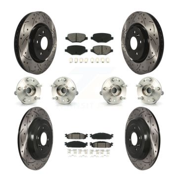 Front Rear Hub Bearings Coated Disc Brake Rotors And Pads Kit (10Pc) For Ford Explorer KBB-111067