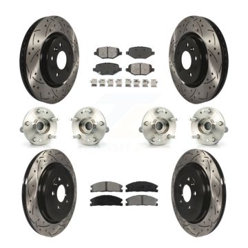 Front Rear Hub Bearing Coated Brake Rotor And Pad Kit (10Pc) For 2013 Ford Explorer Sport KBB-111069