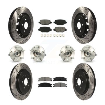 Front Rear Hub Bearing Coated Brake Rotor Pad Kit (10Pc) For Ford Explorer Police Utility KBB-111071