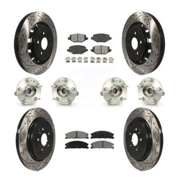 Front Rear Hub Bearings Coated Disc Brake Rotors And Pads Kit (10Pc) For Ford Explorer KBB-111072