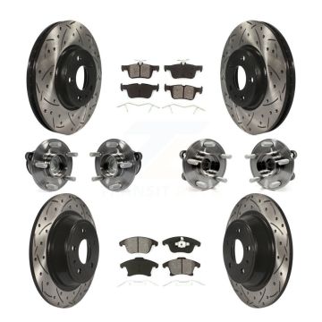 Front Rear Hub Bearing Coated Disc Brake Rotor Pad Kit (10Pc) For Ford Fusion Lincoln MKZ KBB-111073