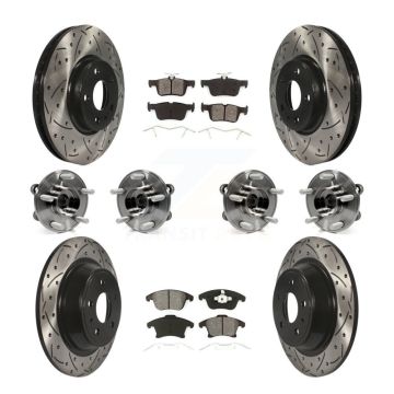 Front Rear Hub Bearings Coated Disc Brake Rotors And Pads Kit (10Pc) For Ford Fusion KBB-111075