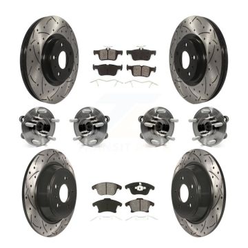 Front Rear Hub Bearings Coated Disc Brake Rotors And Pads Kit (10Pc) For Lincoln MKZ KBB-111076