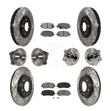 Front Rear Hub Bearing Coated Brake Rotor & Pad Kit (10Pc) For 2015-2017 Chrysler 200 AWD KBB-111078