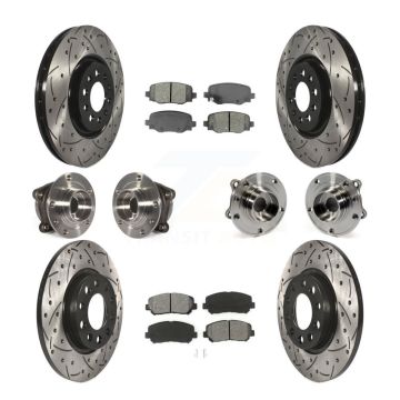 Front Rear Hub Bearing Coated Brake Rotor & Pad Kit (10Pc) For 2015-2017 Chrysler 200 AWD KBB-111079