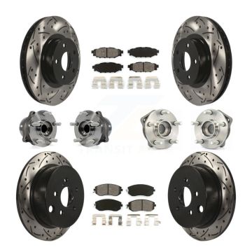 Front Rear Hub Bearings Coated Disc Brake Rotors And Pads Kit (10Pc) For Subaru Impreza KBB-111080
