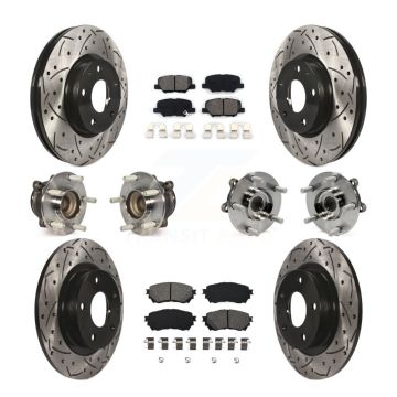 Front Rear Hub Bearings Assembly Coated Disc Brake Rotors And Pads Kit (10Pc) For Mazda 6 KBB-111083
