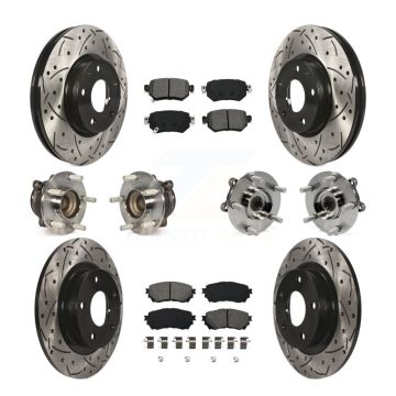 Front Rear Hub Bearing Coated Disc Brake Rotors And Pads Kit (10Pc) For 2016-2018 Mazda 6 KBB-111084