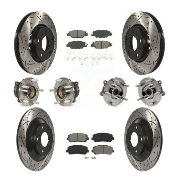 Front Rear Hub Bearing Assembly Coated Disc Brake Rotor And Pad Kit (10Pc) For Mazda CX-5 KBB-111085