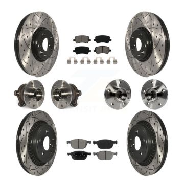 Front Rear Hub Bearing Coated Brake Rotor And Pad Kit (10Pc) For 2010-2015 Volvo XC60 AWD KBB-111086