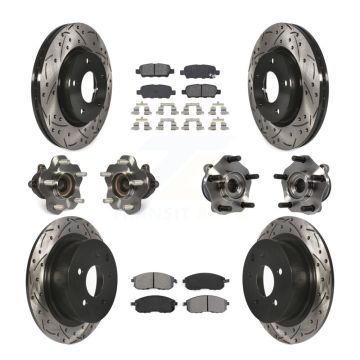 Front Rear Hub Bearings Coated Disc Brake Rotors And Pads Kit (10Pc) For Nissan Sentra KBB-111088