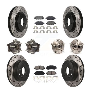 Front Rear Hub Bearing Coat Brake Rotor Pads Kit (10Pc) For 14-15 Nissan Rogue Select AWD KBB-111089