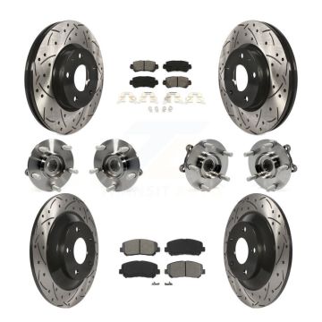 Front Rear Hub Bearing Coated Brake Rotor And Pad Kit (10Pc) For 2013-2015 Mazda CX-5 AWD KBB-111099