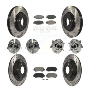 Front Rear Hub Bearing Assembly Coated Disc Brake Rotor And Pad Kit (10Pc) For Mazda CX-5 KBB-111100