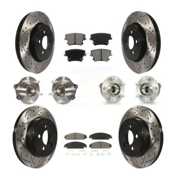 Front Rear Hub Bearing Coated Brake Rotor & Pad Kit (10Pc) For Dodge Charger Chrysler 300 KBB-111101