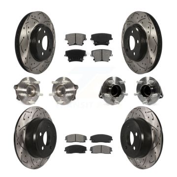 Front Rear Hub Bearing Coated Brake Rotor & Pad Kit (10Pc) For Dodge Charger Chrysler 300 KBB-111103