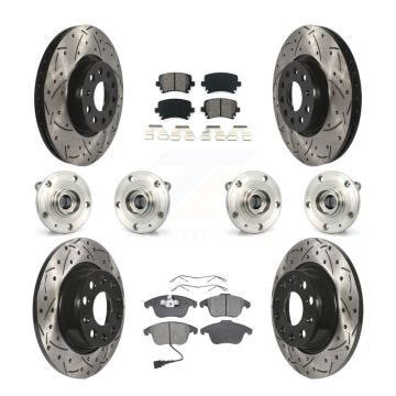 Front Rear Hub Bearing Coated Brake Rotor & Pads Kit (10Pc) For Volkswagen Tiguan Audi Q3 KBB-111110