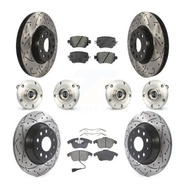 Front Rear Hub Bearings Coated Disc Brake Rotors And Pads Kit (10Pc) For Audi Q3 Quattro KBB-111111