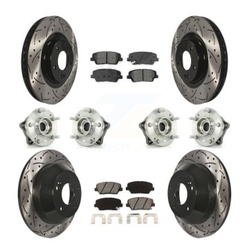 Front Rear Hub Bearing Coated Brake Rotor & Pads Kit (10Pc) For 2014-2015 Kia Sorento AWD KBB-111114