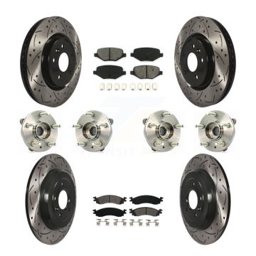 Front Rear Hub Bearing Coated Brake Rotor & Pads Kit (10Pc) For 2010-2012 Ford Taurus SHO KBB-111116
