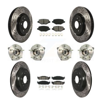 Front Rear Hub Bearing Coated Brake Rotor Pad Kit (10Pc) For Ford Flex Taurus Lincoln MKT KBB-111118
