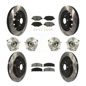 Front Rear Hub Bearing Coated Brake Rotor Pad Kit (10Pc) For Ford Lincoln Flex MKS Taurus KBB-111119