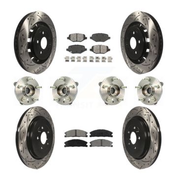 Front Rear Hub Bearing Coated Brake Rotor Pad Kit (10Pc) For Ford Flex Taurus Lincoln MKS KBB-111120