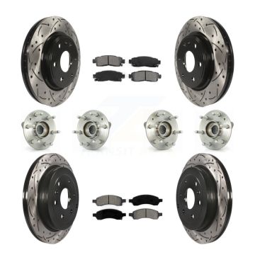Front Rear Hub Bearing Coated Brake Rotor And Pad Kit (10Pc) For GMC Acadia Buick Enclave KBB-111121