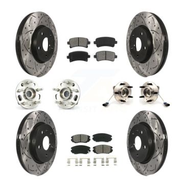 Front Rear Hub Bearing Coated Disc Brake Rotors And Pads Kit (10Pc) For 2010 Buick Allure KBB-111123
