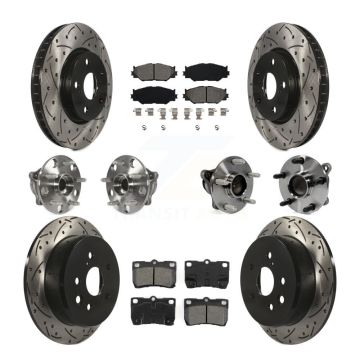 Front Rear Hub Bearings Coated Disc Brake Rotors And Pads Kit (10Pc) For Lexus IS250 KBB-111125