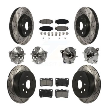 Front Rear Hub Bearings Coated Disc Brake Rotors And Pads Kit (10Pc) For Lexus IS250 KBB-111126