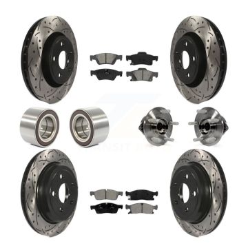 Front Rear Hub Bearing Coated Brake Rotor Pads Shoe Kit (10Pc) For Jeep Grand Cherokee WK KBB-111128
