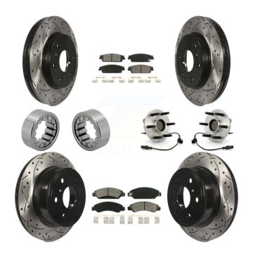 Front Rear Hub Bearing Coated Brake Rotor Pad Shoe Kit (10Pc) For Chevrolet Avalanche GMC KBB-111132