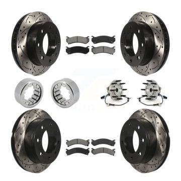 Front Rear Hub Bearings Coated Disc Brake Rotors And Pads Shoes Kit (10Pc) For Hummer H2 KBB-111151