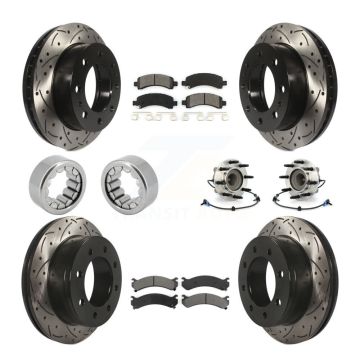 Front Rear Hub Bearing Coated Brake Rotor Pads Shoe Kit (10Pc) For Chevrolet Express 2500 KBB-111152