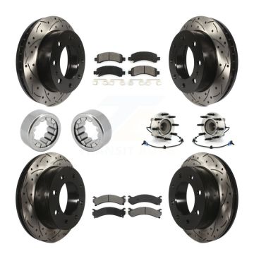 Front Rear Hub Bearing Coated Brake Rotor Pads Shoe Kit (10Pc) For Chevrolet Express 2500 KBB-111154
