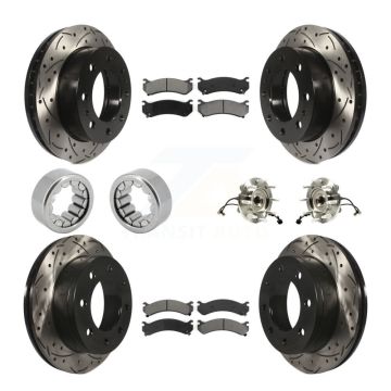 Front Rear Hub Bearing Coated Brake Rotor Pad Shoe Kit (10Pc) For GMC Chevrolet Silverado KBB-111159