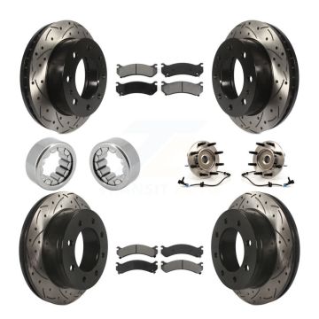Front Rear Bearing Coated Brake Rotor Pad Shoe Kit (10Pc) For Chevrolet Silverado 2500 HD KBB-111162