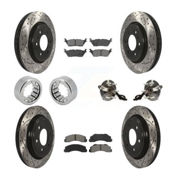 Front Rear Hub Bearings Coated Disc Brake Rotors And Pads Shoes Kit (10Pc) For Ford F-150 KBB-111184