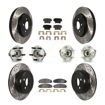 Front Rear Hub Bearing Coated Brake Rotor & Pad Kit (10Pc) For Chrysler 300 AWD with 3.5L KBB-111189