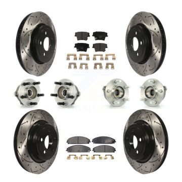 Front Rear Hub Bearing Coated Brake Rotor Pads Kit (10Pc) For Dodge Charger AWD with 5.7L KBB-111191