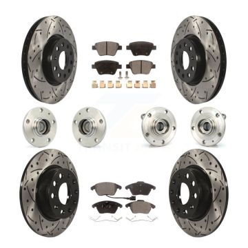 Front Rear Hub Bearing Coated Disc Brake Rotor & Pad Kit (10Pc) For Volkswagen Beetle GTI KBB-111193